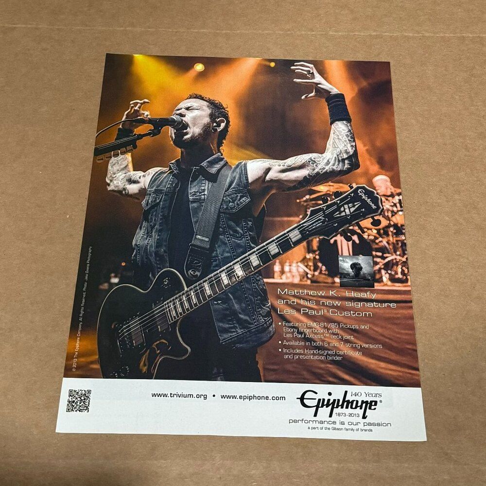 Matt Heafy of Trivium - Epiphone Guitars - 2013 Print Advertisement